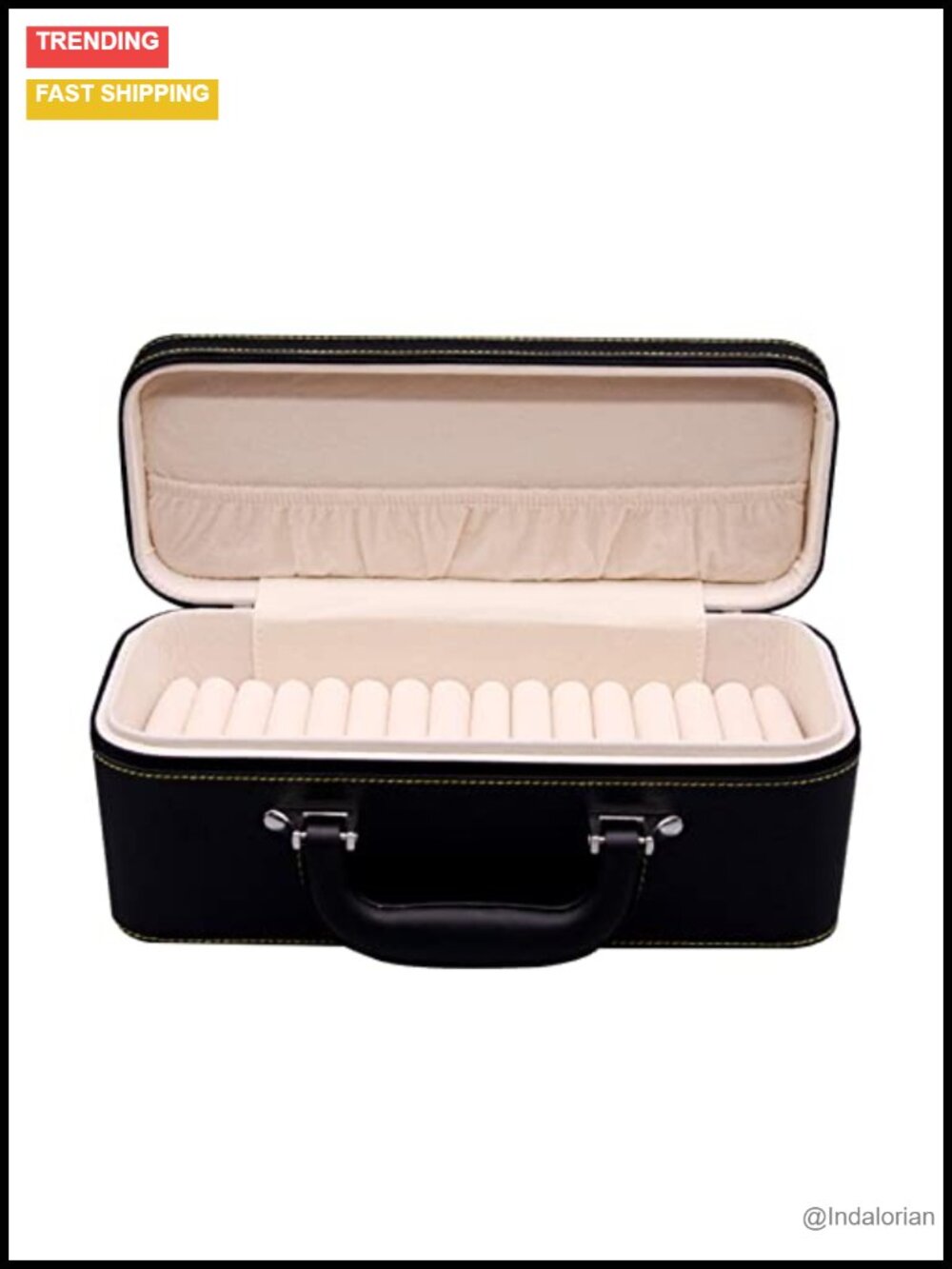 15-Slot Bangle Bracelet Jewelry Box PU Leather Organizer Case Portable with
